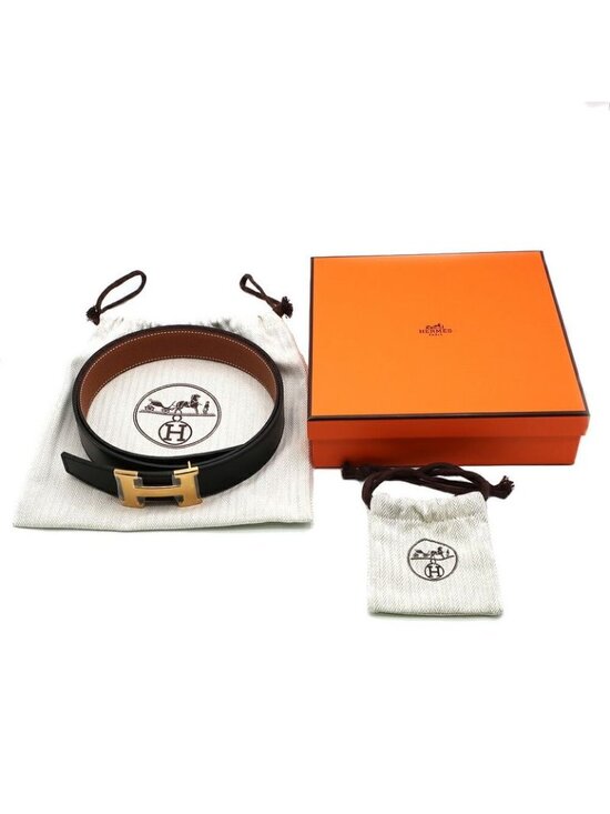 Hermes Belt Buckle Leather 95 Black Gold main image 7